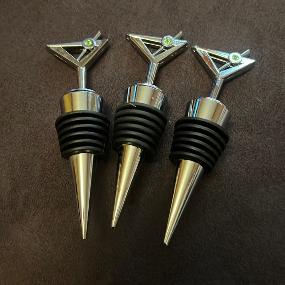 Martini glass wine stoppers (set of 3)